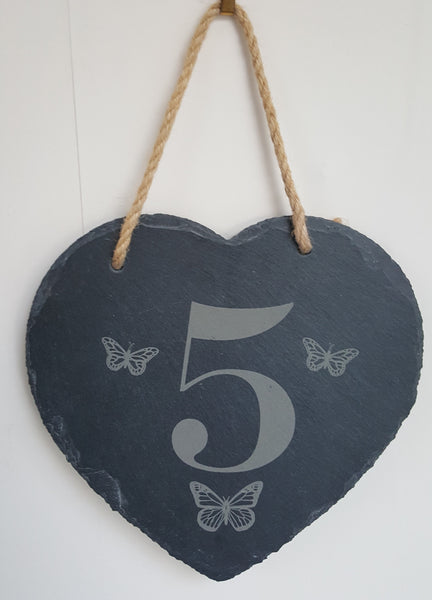 Personalised Heart Shaped Plaque - Slate