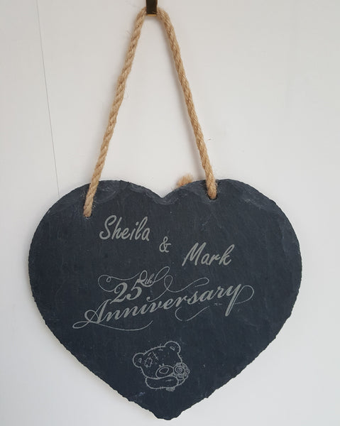 Hanging Slate Hearts.