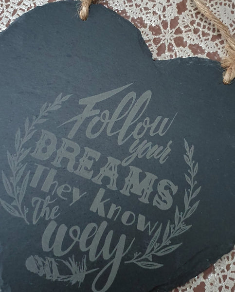 Personalised Heart Shaped Plaque - Slate