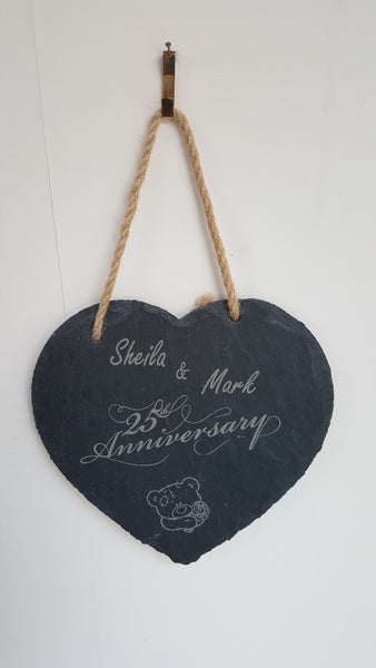 Personalised Heart Shaped Plaque - Slate